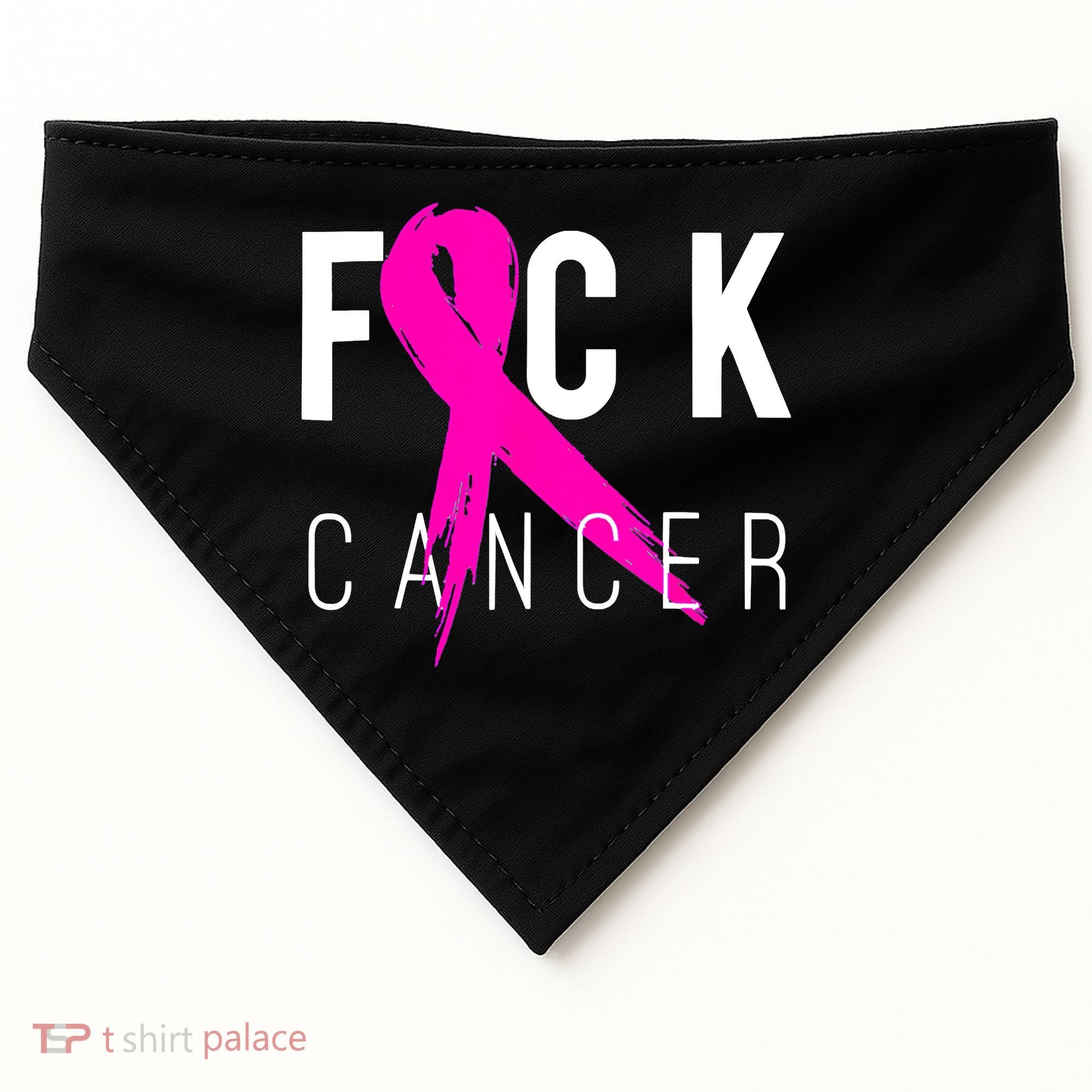 Retro Distressed Fuck Cancer Breast Cancer Awareness USA-Made Doggie Bandana