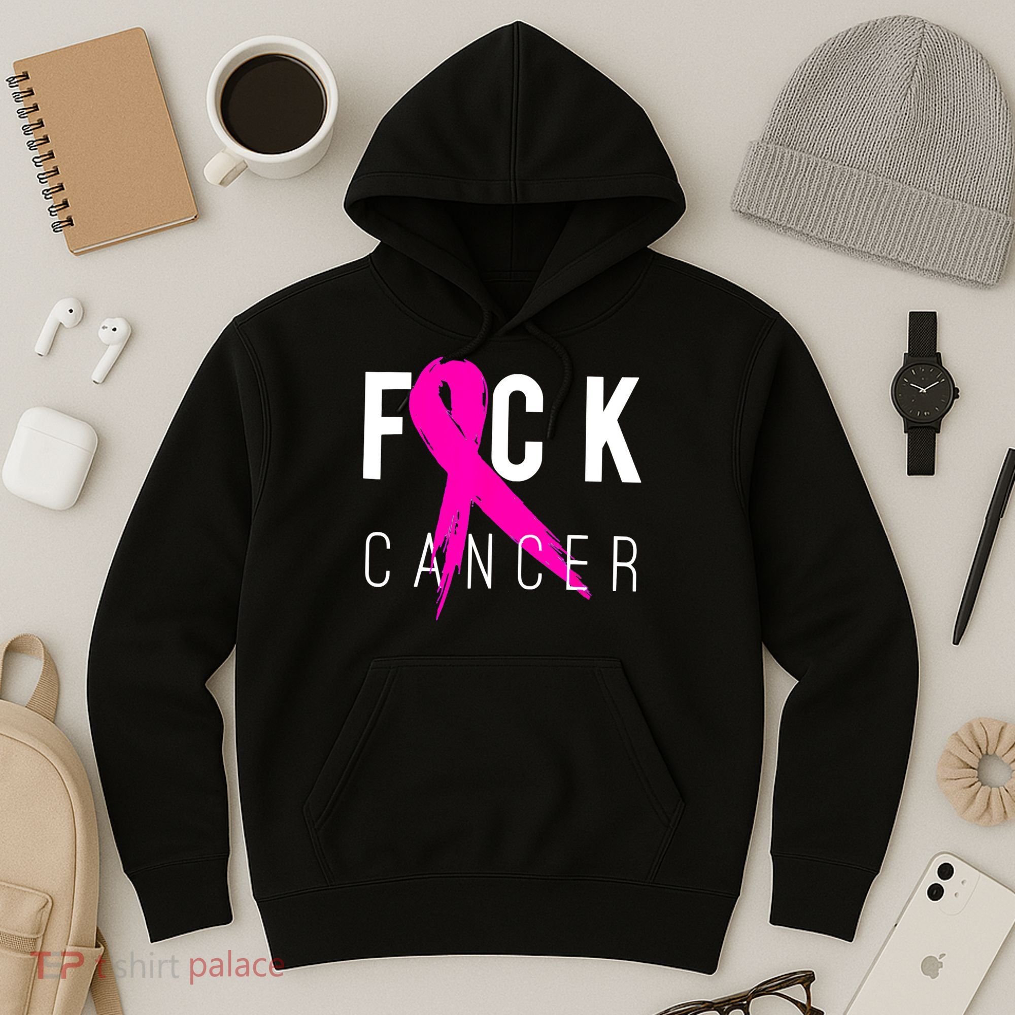Retro Distressed Fuck Cancer Breast Cancer Awareness Hoodie