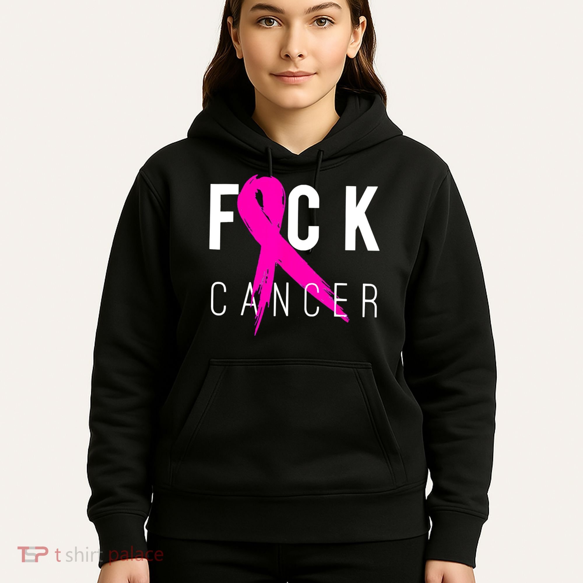 Retro Distressed Fuck Cancer Breast Cancer Awareness Hoodie