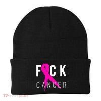Retro Distressed Fuck Cancer Breast Cancer Awareness Beanie thumb 0