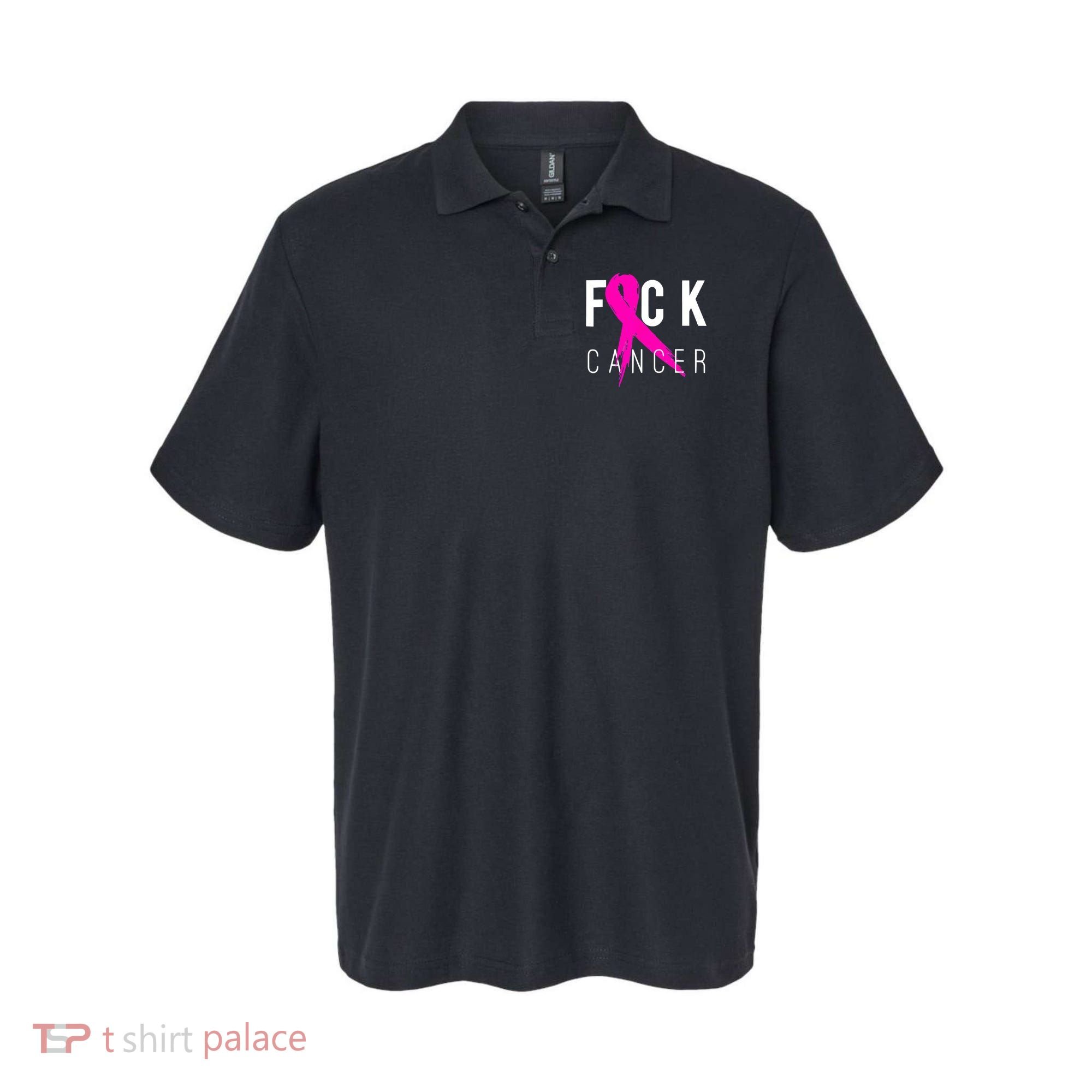 Retro Distressed Fuck Cancer Breast Cancer Awareness Polo