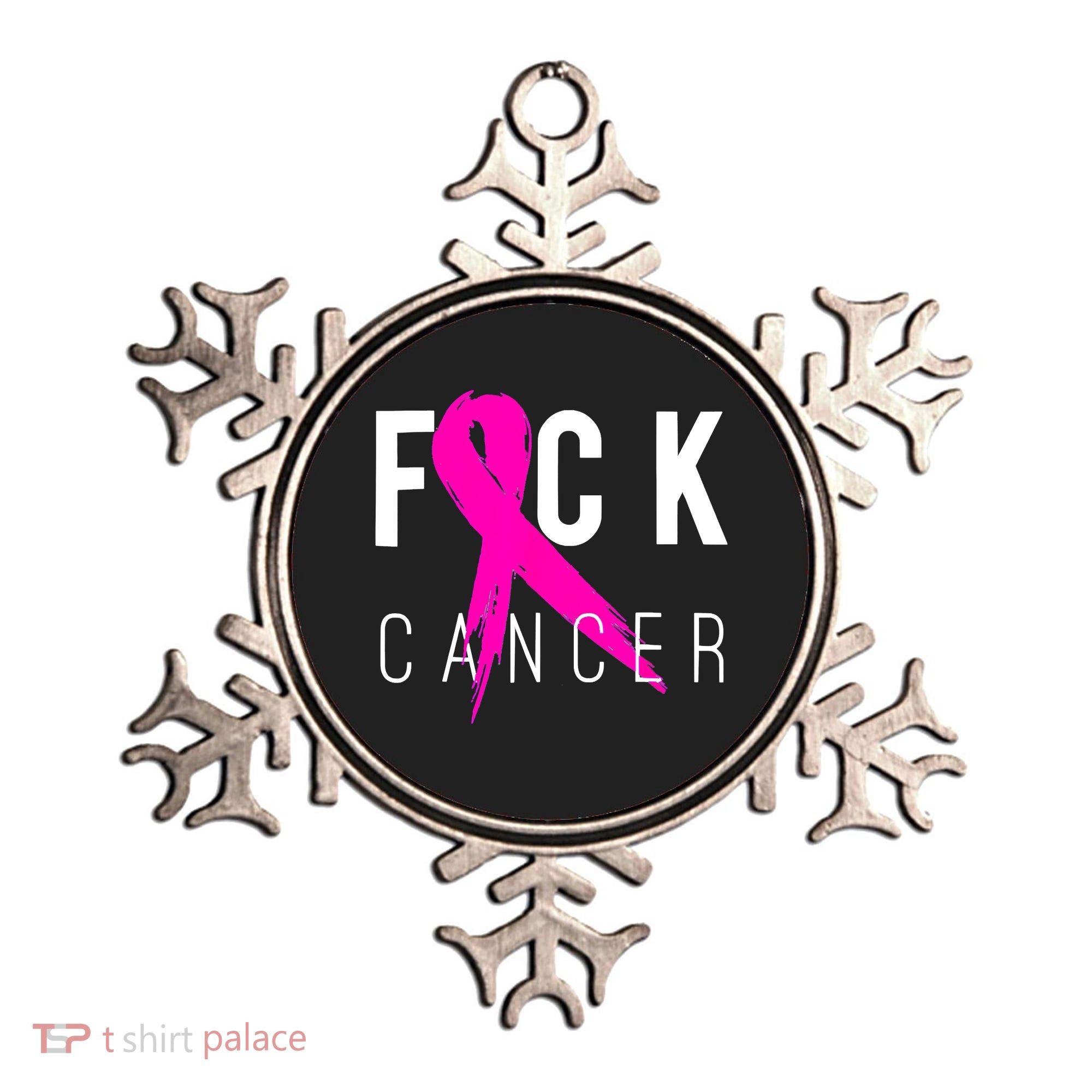 Retro Distressed Fuck Cancer Breast Cancer Awareness Ornament