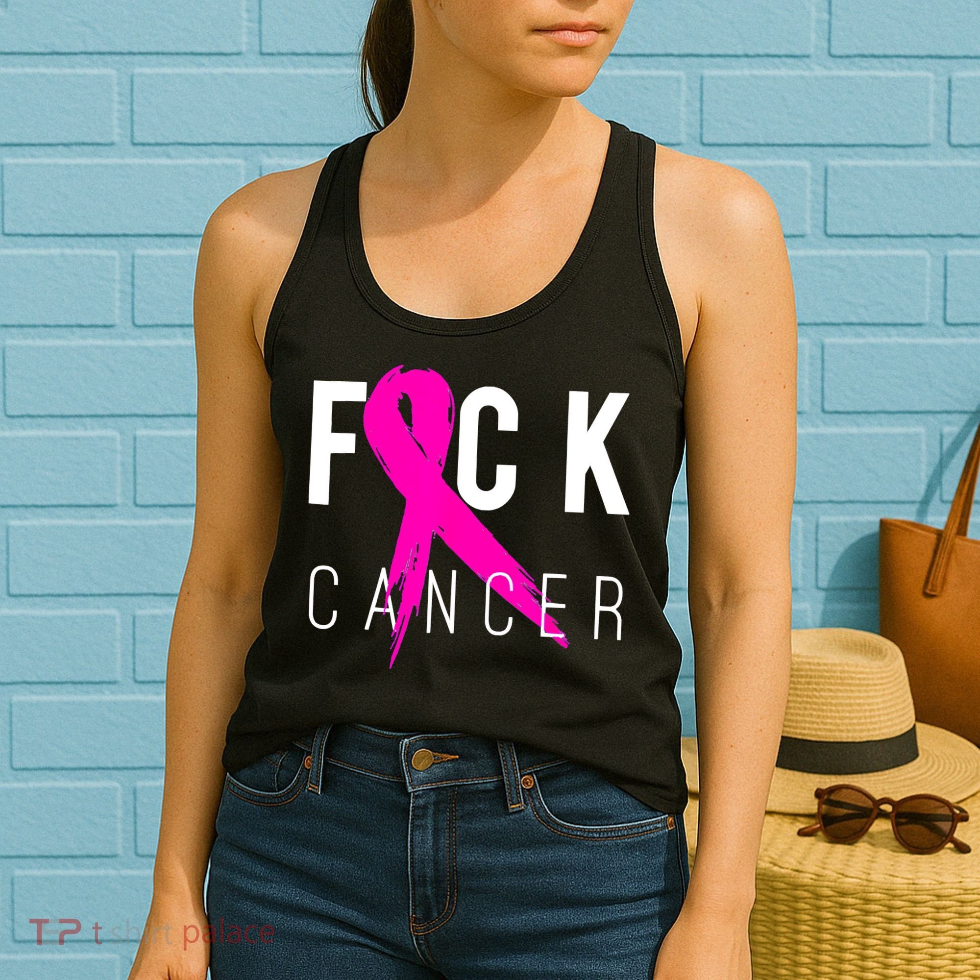 Retro Distressed Fuck Cancer Breast Cancer Awareness Women's Tank Top