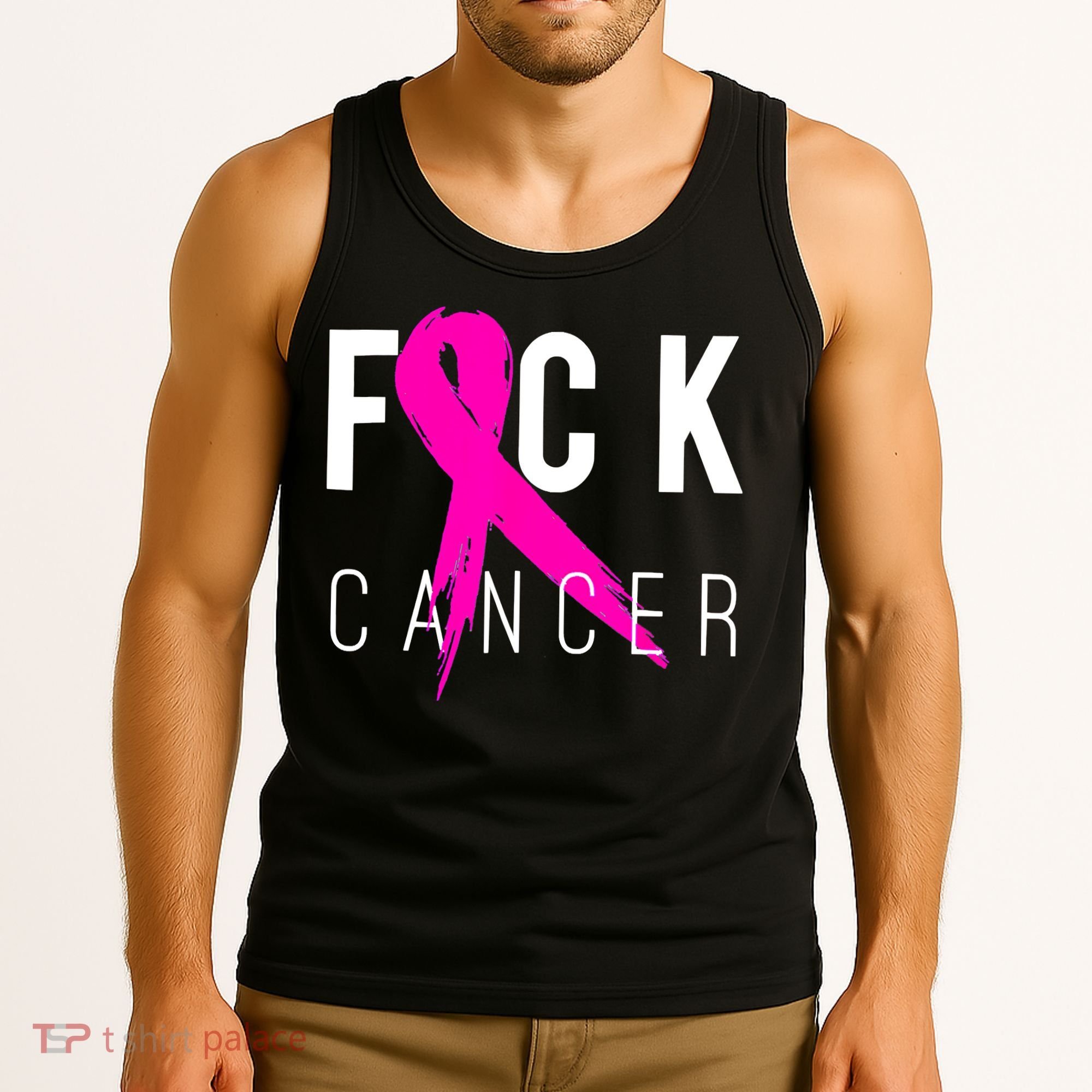 Retro Distressed Fuck Cancer Breast Cancer Awareness Tank Top