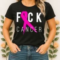 Retro Distressed Fuck Cancer Breast Cancer Awareness Women's T-Shirt thumb 2