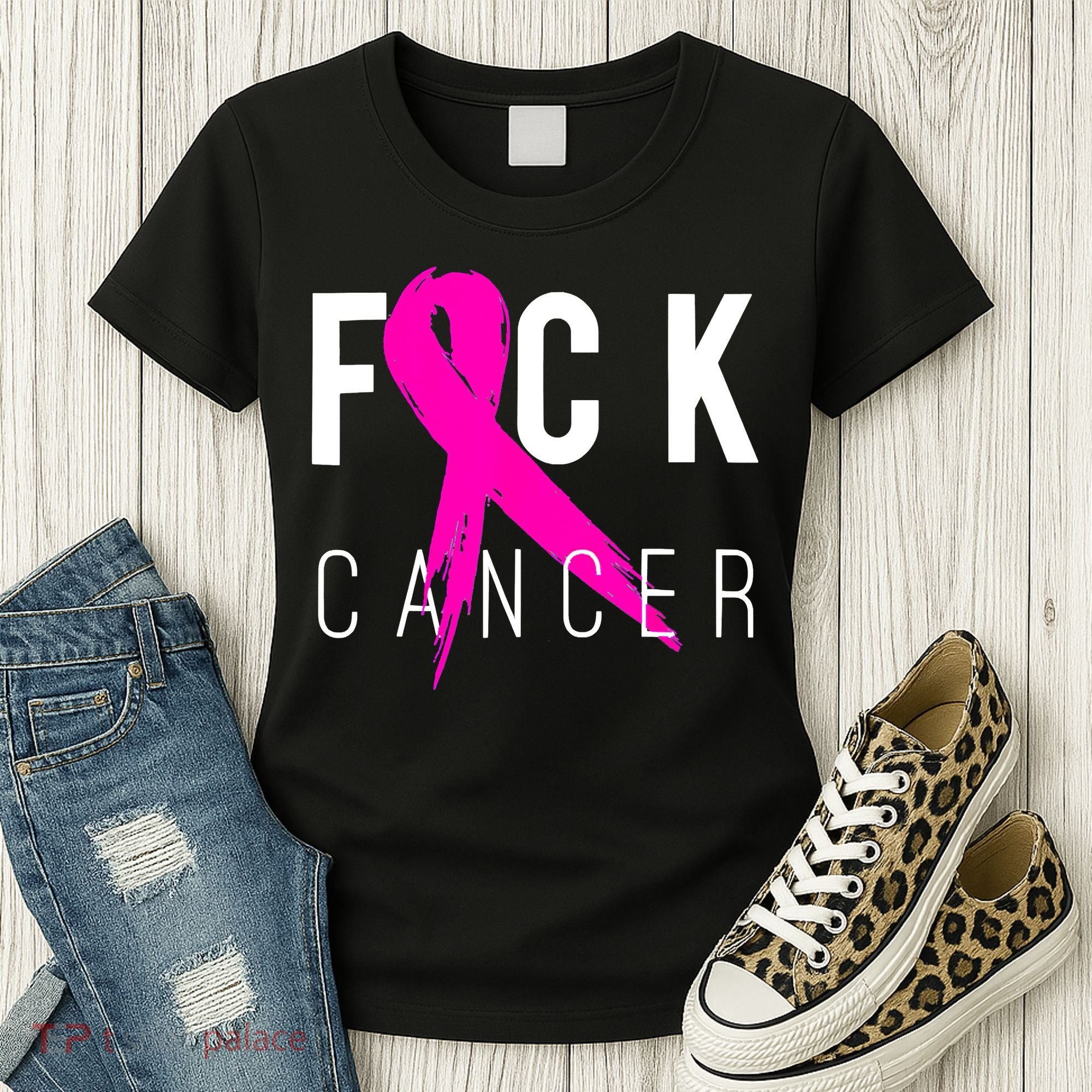 Retro Distressed Fuck Cancer Breast Cancer Awareness Women's T-Shirt
