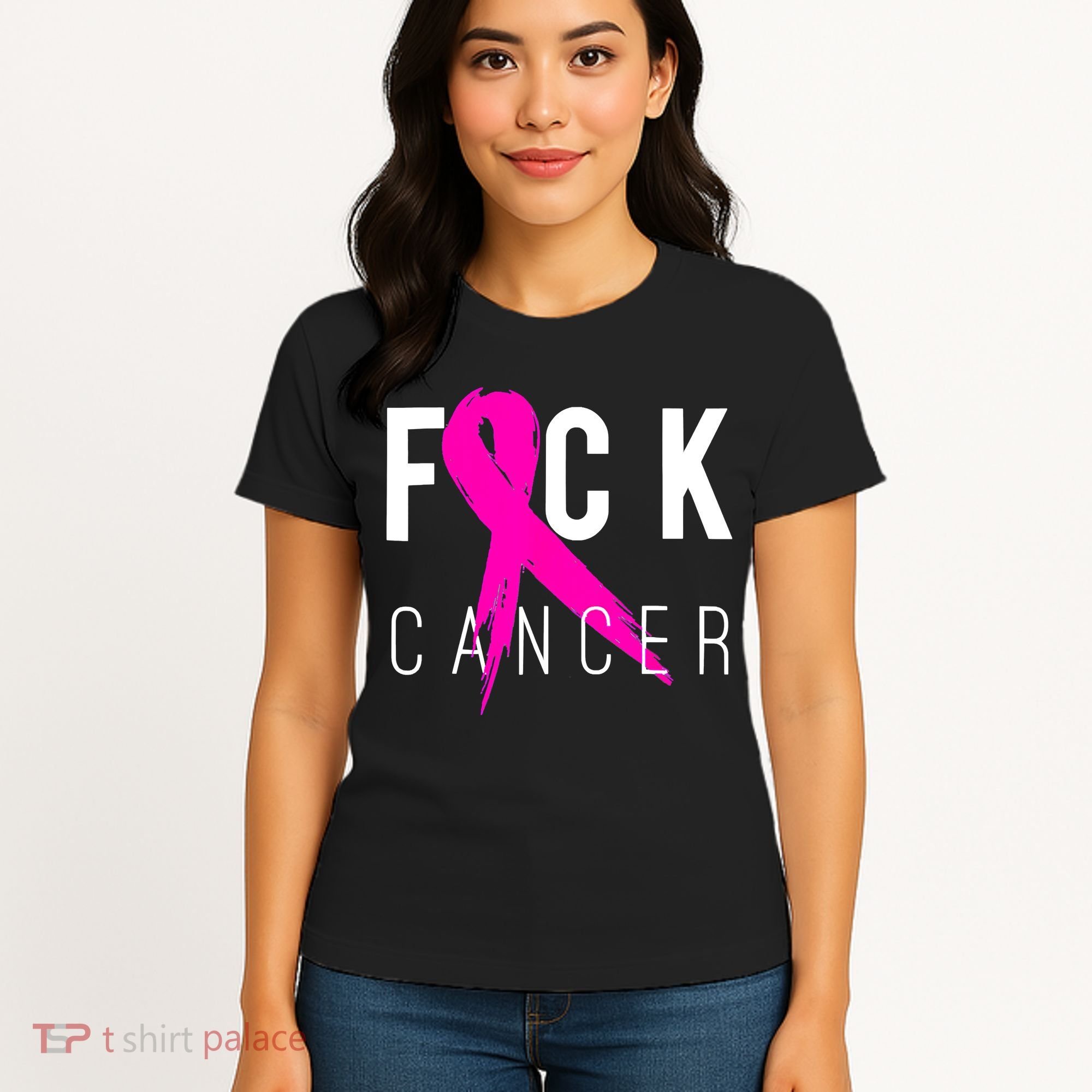 Retro Distressed Fuck Cancer Breast Cancer Awareness Women's T-Shirt