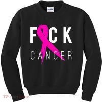 Retro Distressed Fuck Cancer Breast Cancer Awareness Kids Sweatshirt thumb 0