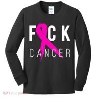 Retro Distressed Fuck Cancer Breast Cancer Awareness Kids Long Sleeve Shirt thumb 0