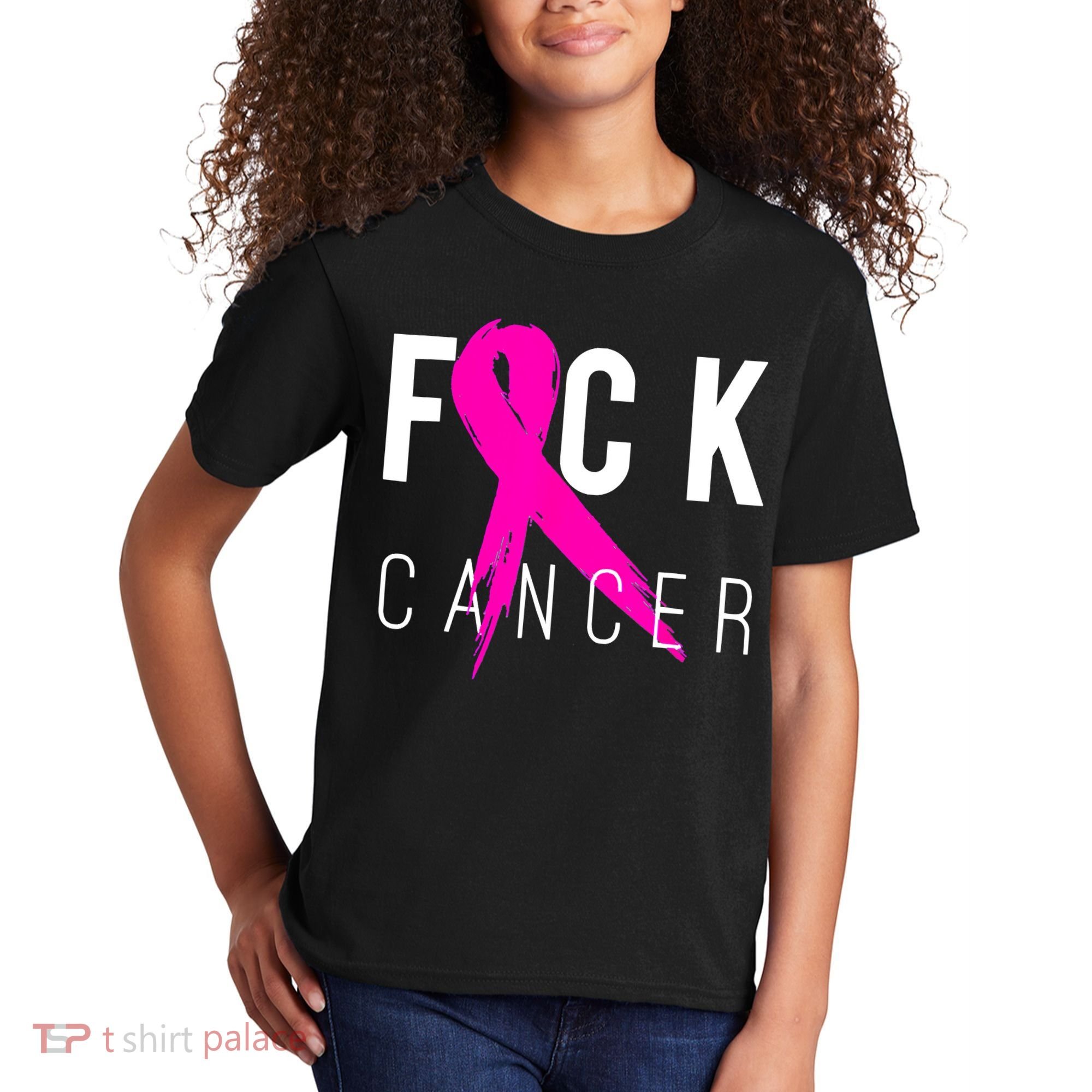 Retro Distressed Fuck Cancer Breast Cancer Awareness Kids T-Shirt