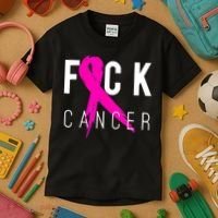 Retro Distressed Fuck Cancer Breast Cancer Awareness Kids T-Shirt thumb 3