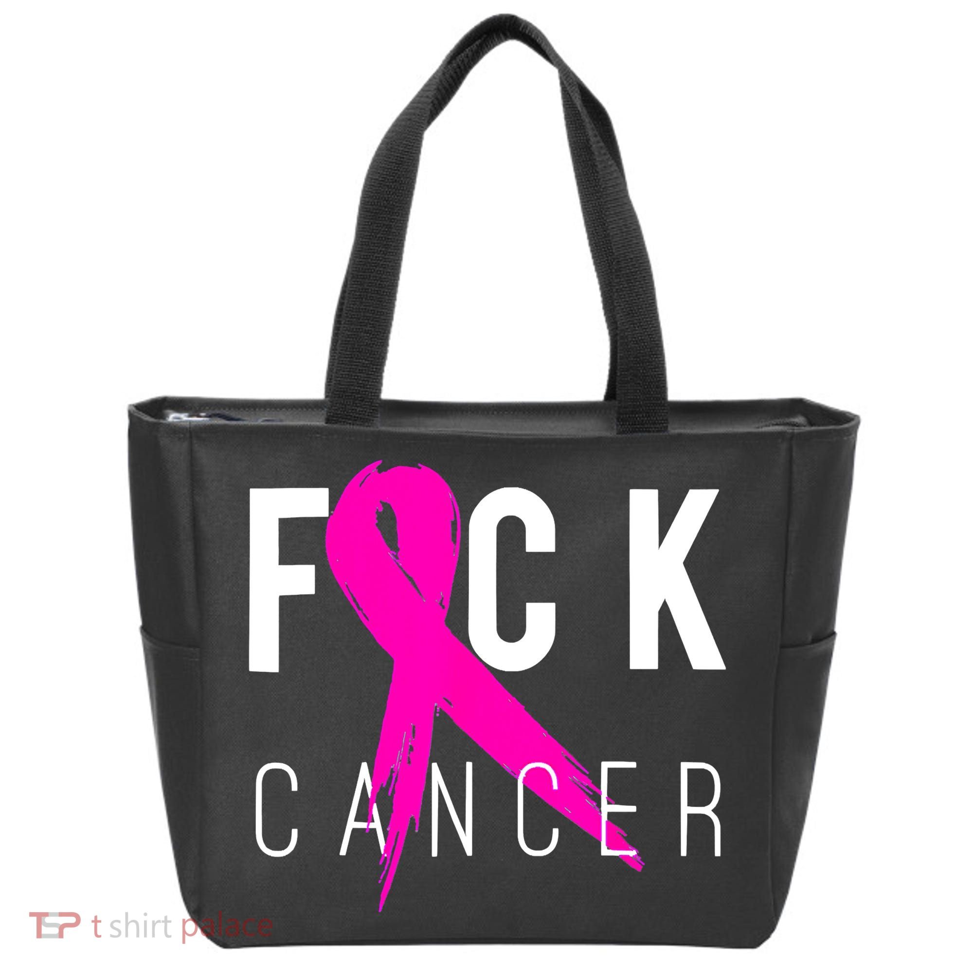 Retro Distressed Fuck Cancer Breast Cancer Awareness Tote Bag