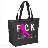 Retro Distressed Fuck Cancer Breast Cancer Awareness Tote Bag thumb 2
