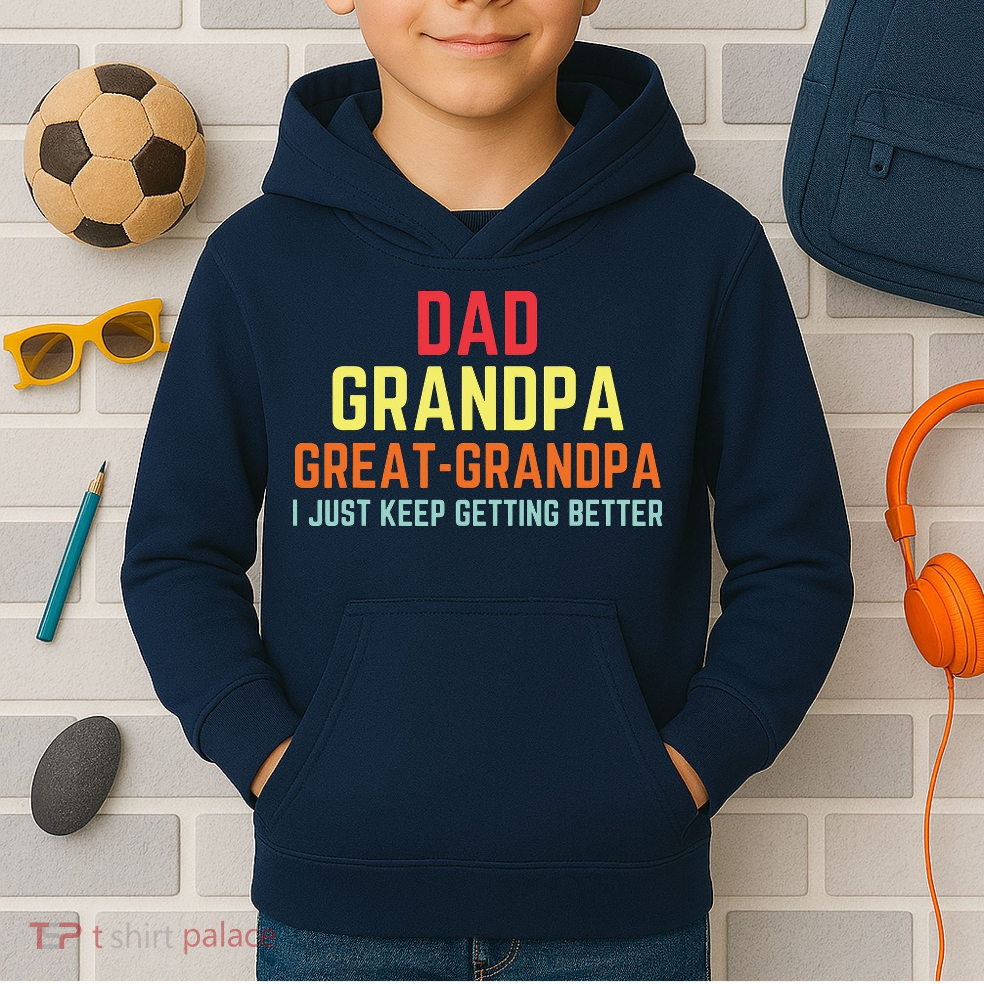 Retro Dad Grandpa Great Grandpa Kids Hoodie