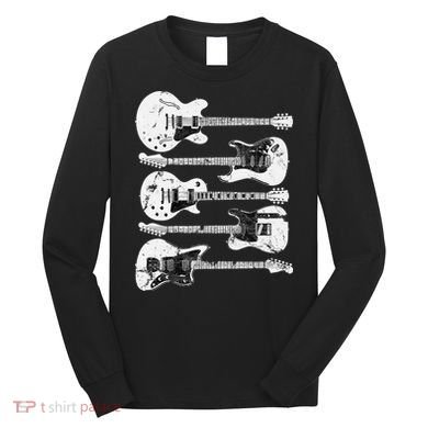 Retro Distressed Guitar Collection Rock Music Fan Long Sleeve Shirt