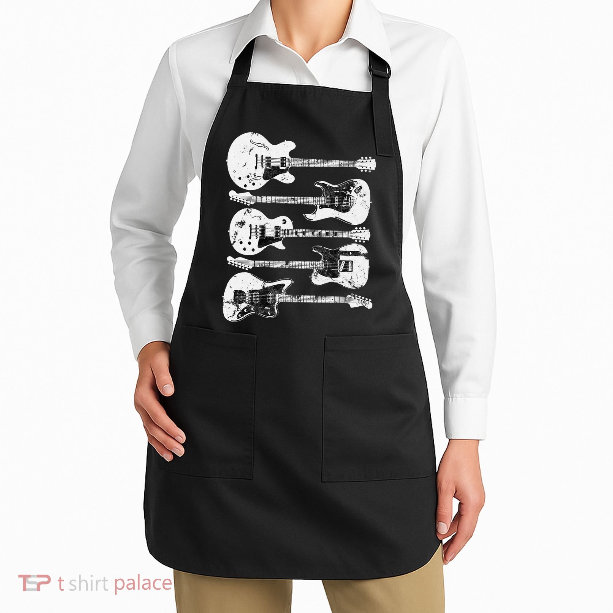 Retro Distressed Guitar Collection Rock Music Fan Apron
