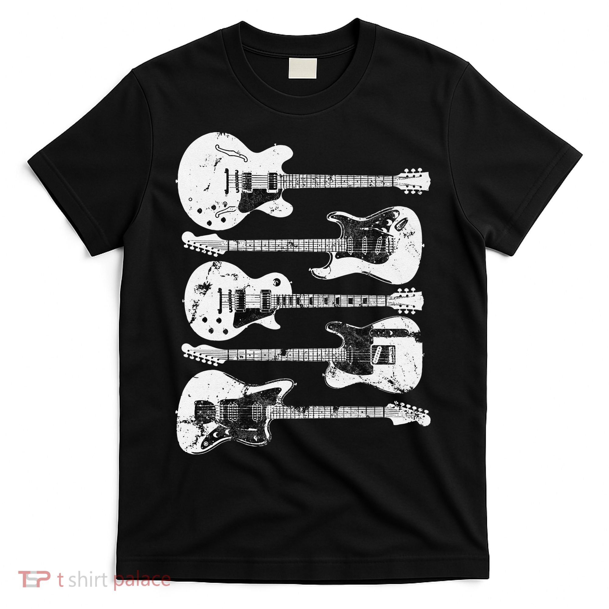 Retro Distressed Guitar Collection Rock Music Fan T-Shirt