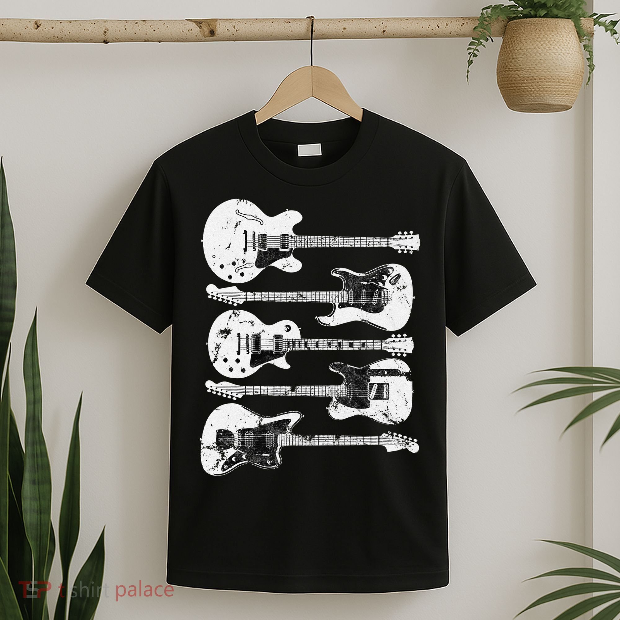 Retro Distressed Guitar Collection Rock Music Fan T-Shirt