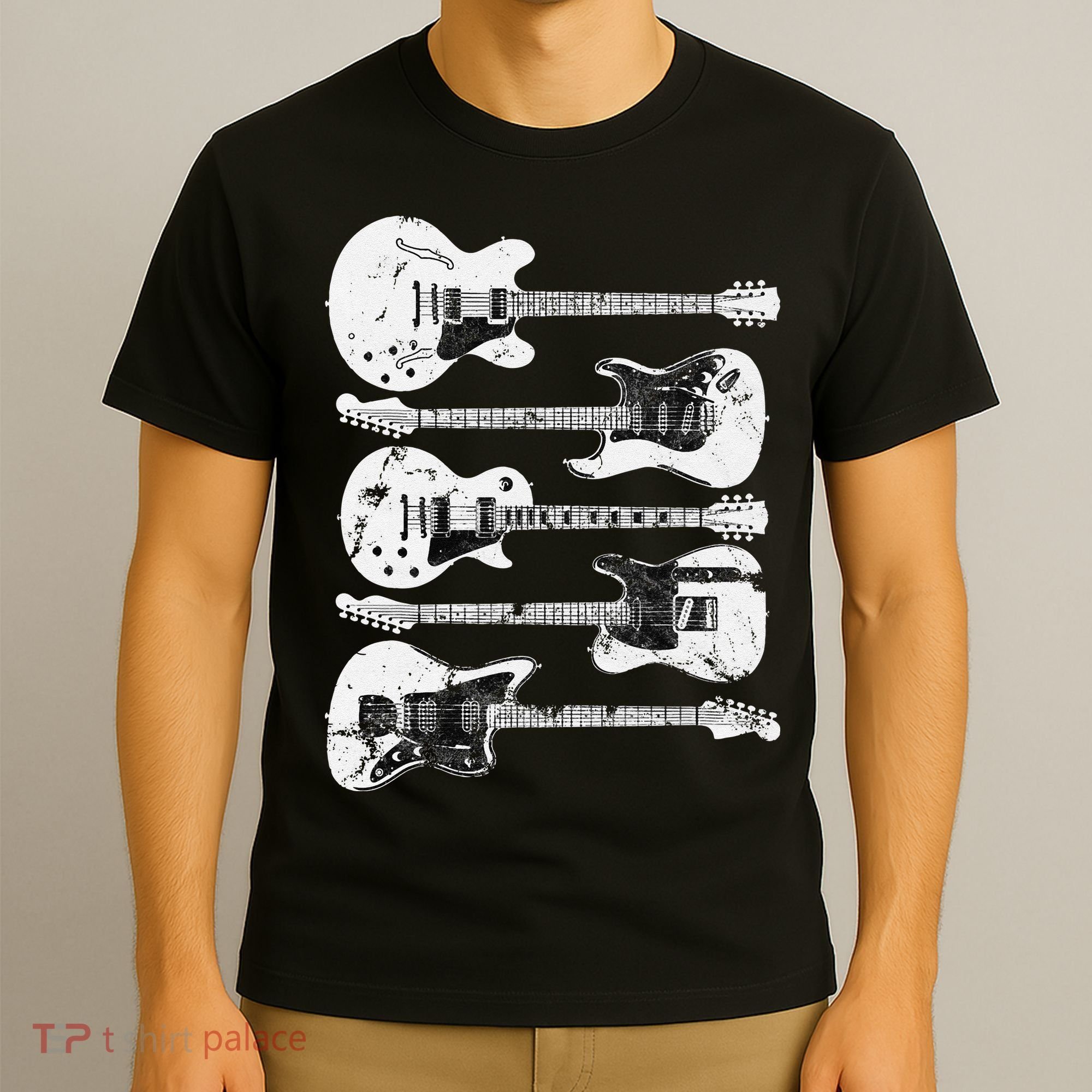 Retro Distressed Guitar Collection Rock Music Fan T-Shirt