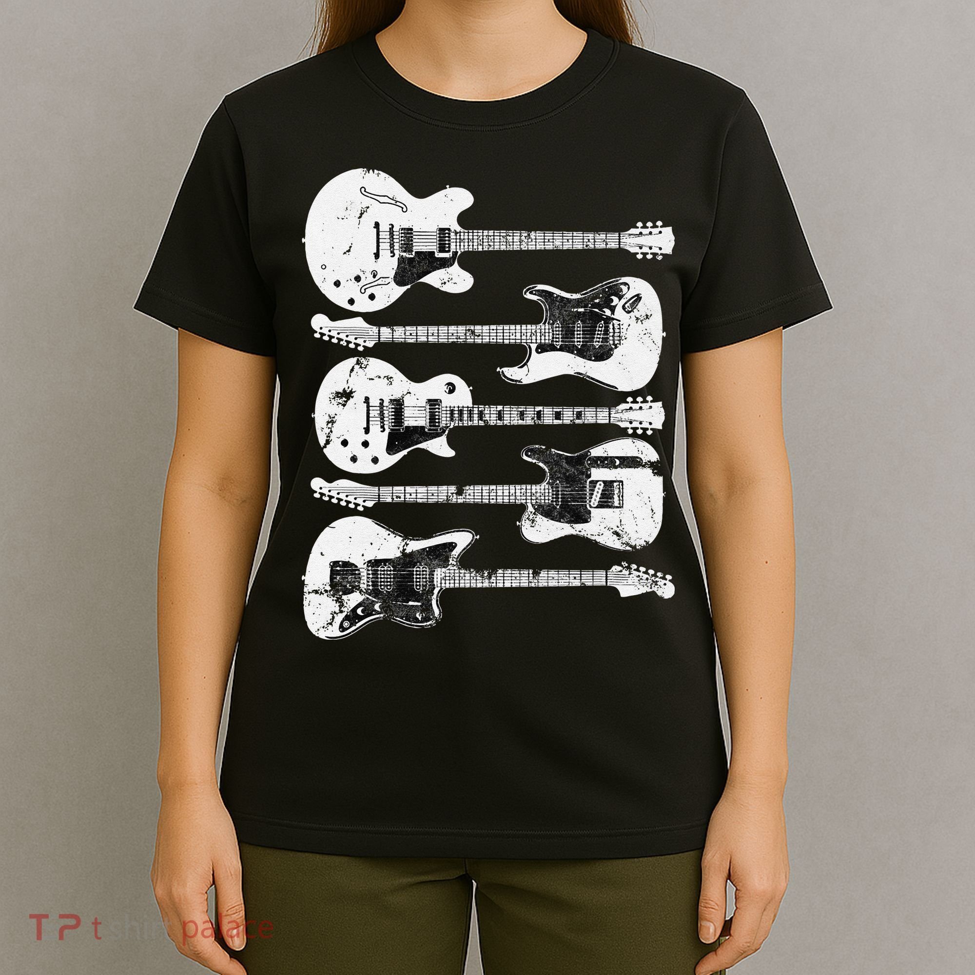 Retro Distressed Guitar Collection Rock Music Fan T-Shirt