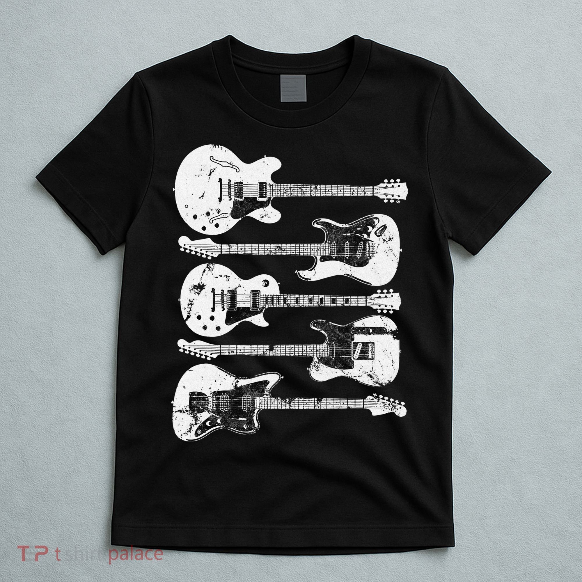 Retro Distressed Guitar Collection Rock Music Fan T-Shirt