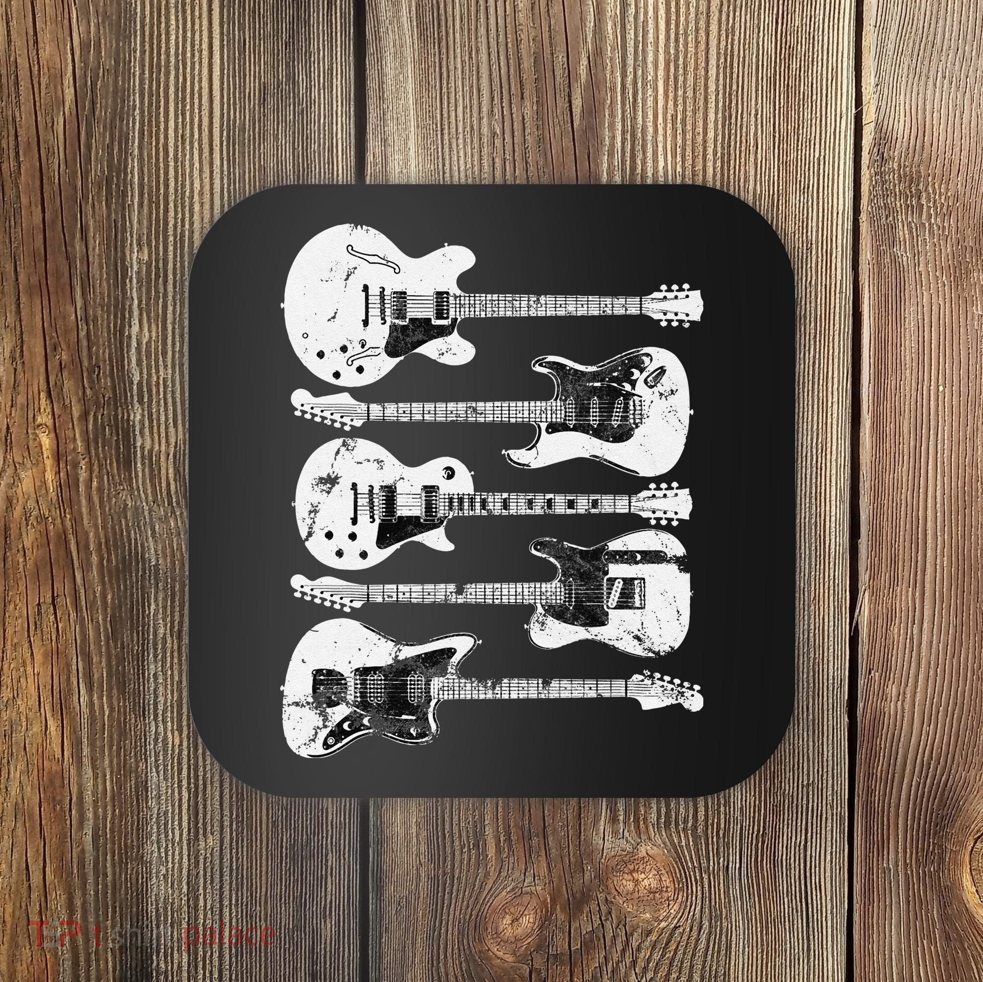 Retro Distressed Guitar Collection Rock Music Fan Coaster