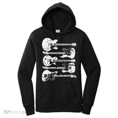 Retro Distressed Guitar Collection Rock Music Fan Women's Hoodie