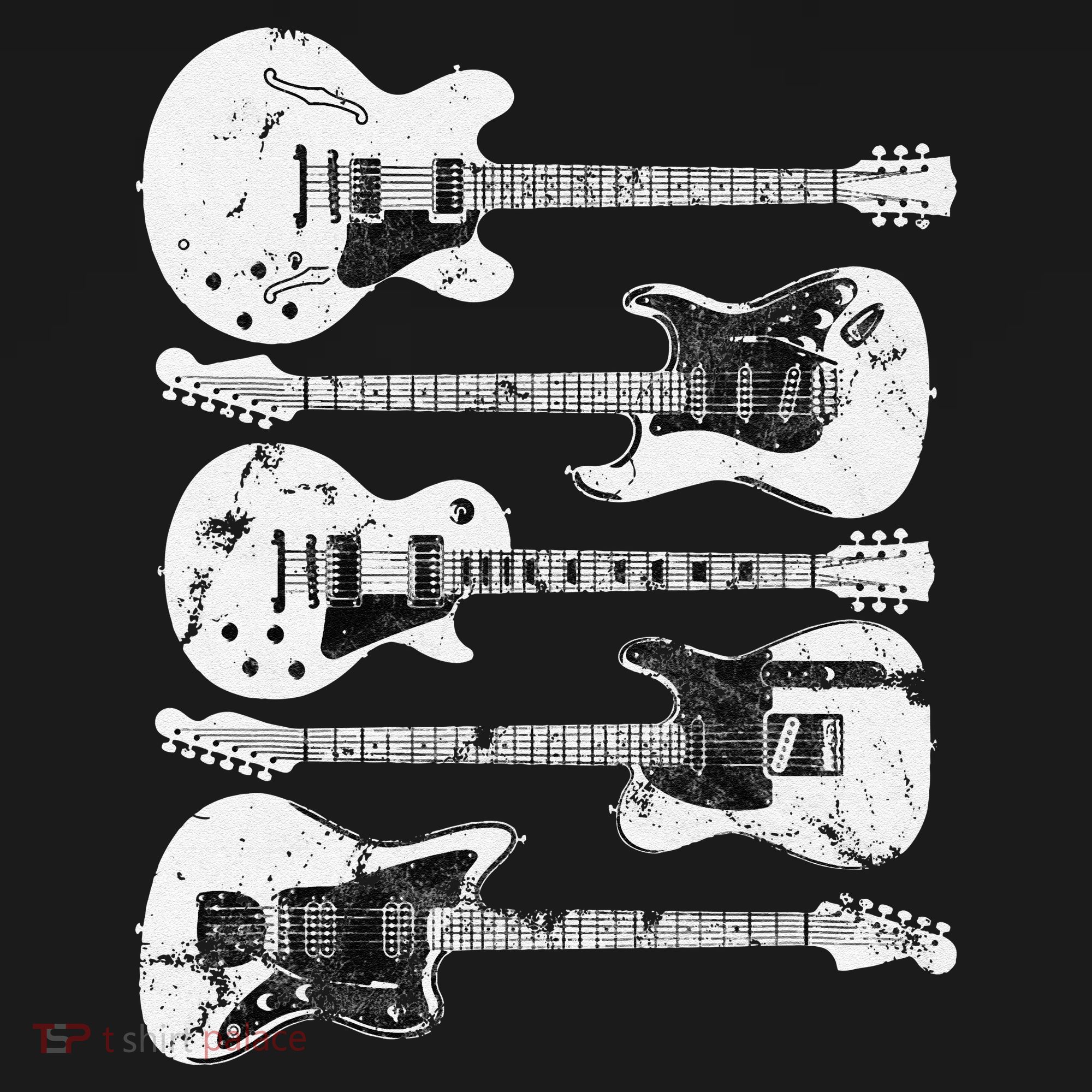 Retro Distressed Guitar Collection Rock Music Fan Mousepad