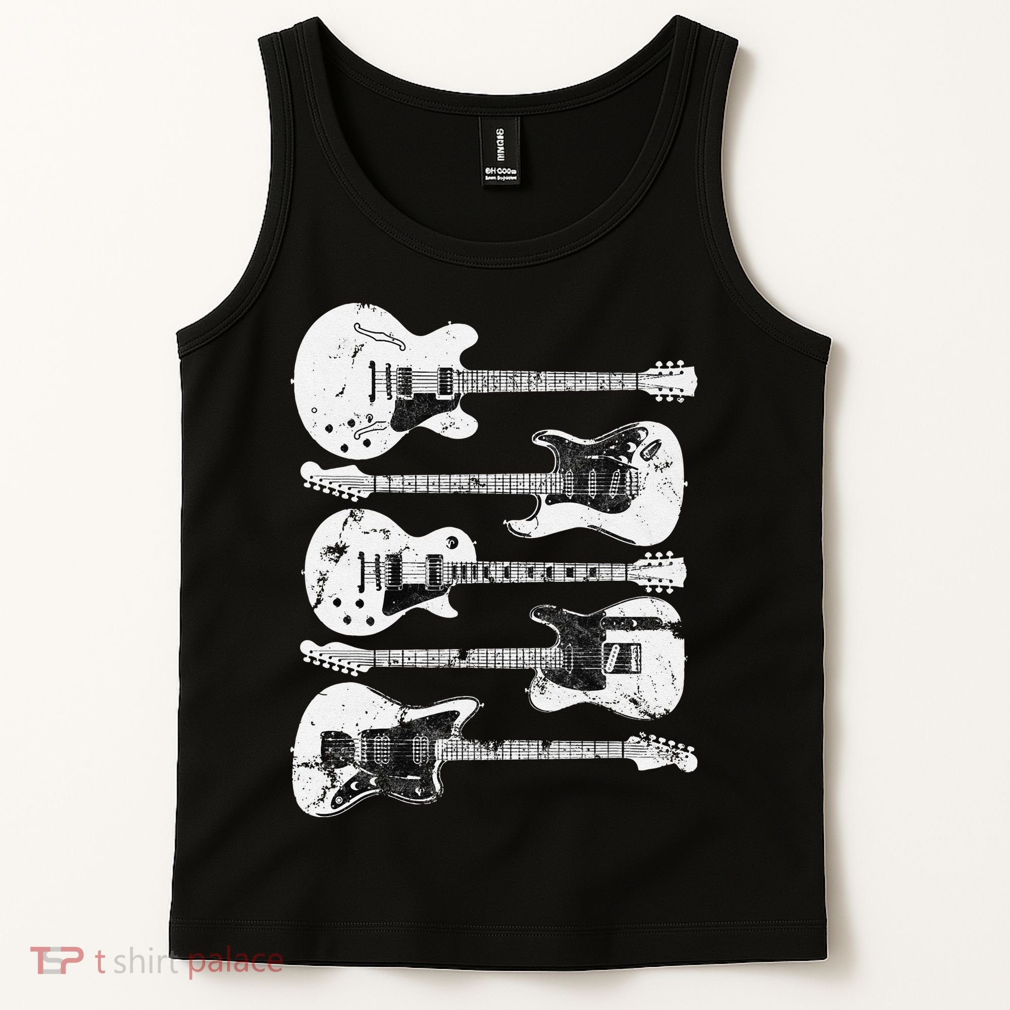 Retro Distressed Guitar Collection Rock Music Fan Tank Top