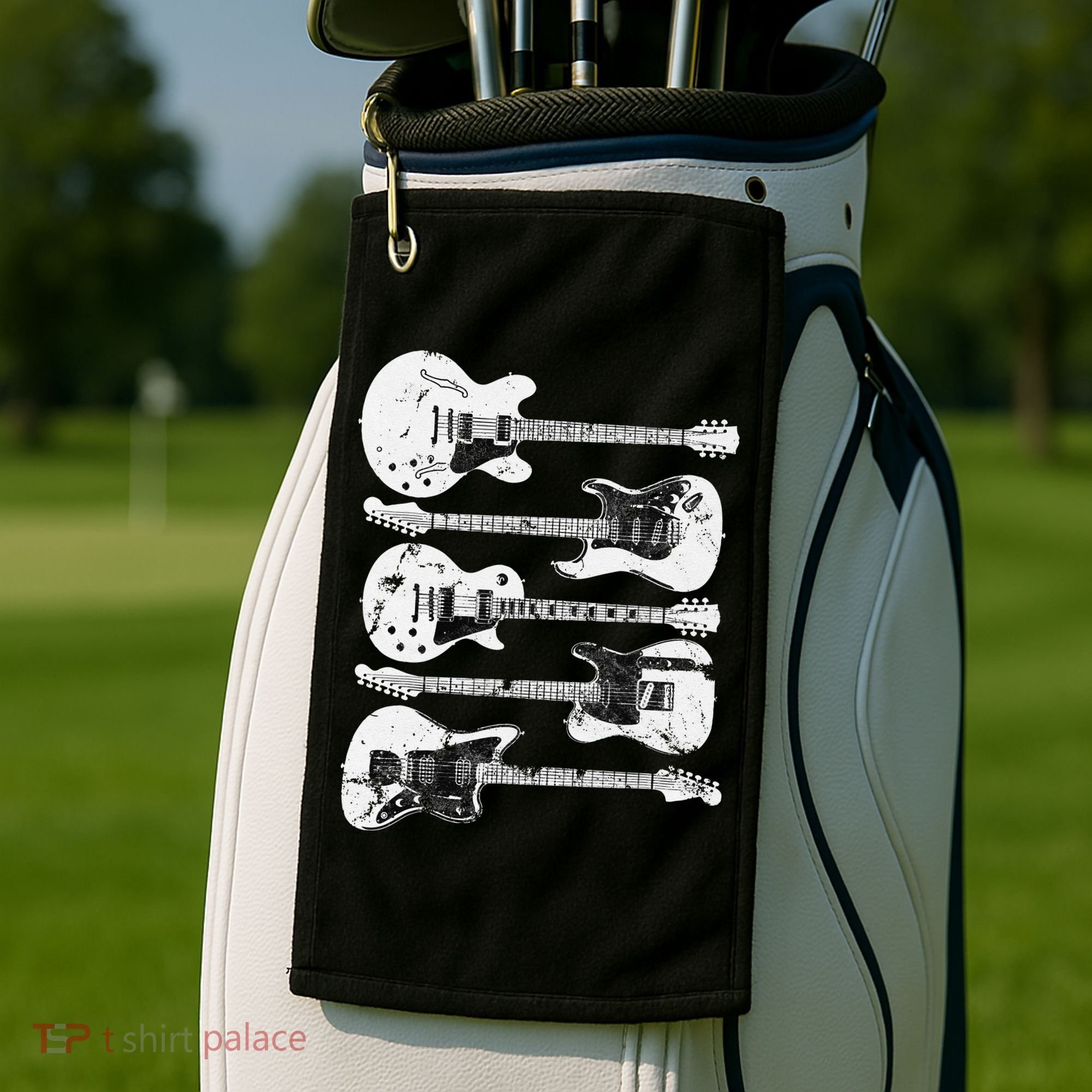 Retro Distressed Guitar Collection Rock Music Fan Golf Towel