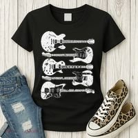 Retro Distressed Guitar Collection Rock Music Fan Women's T-Shirt thumb 3