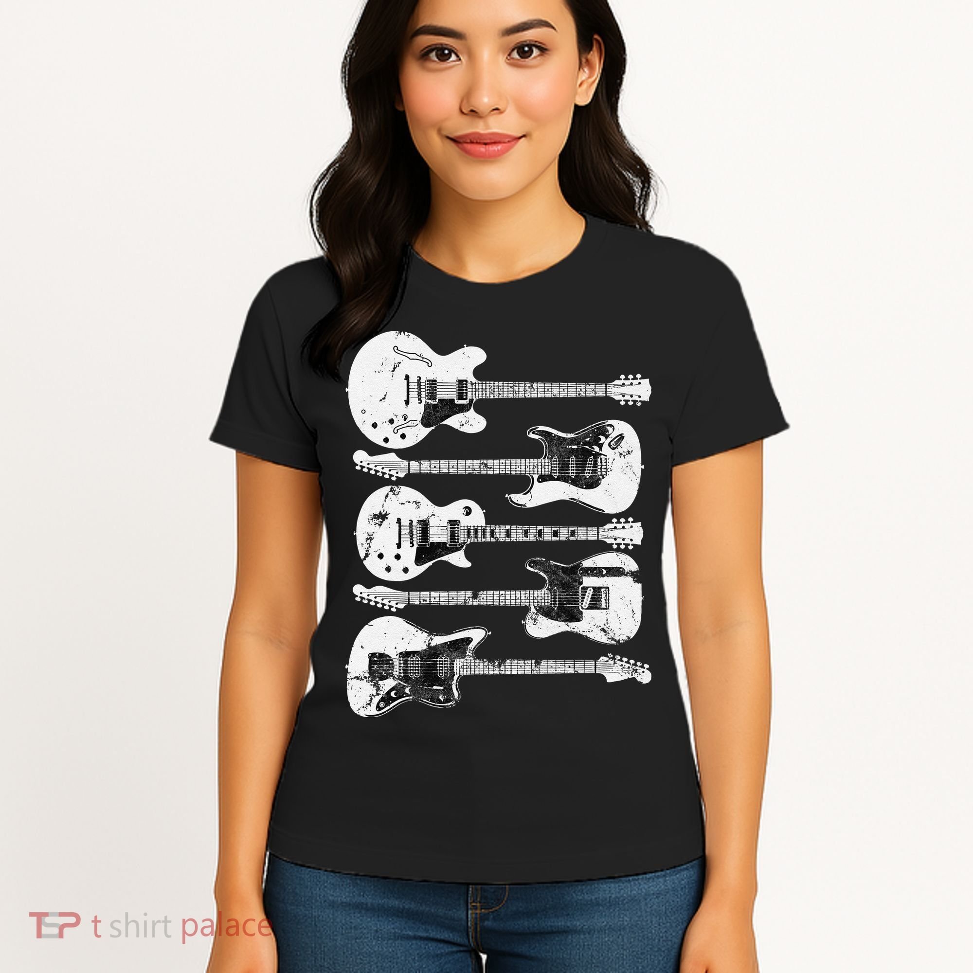 Retro Distressed Guitar Collection Rock Music Fan Women's T-Shirt