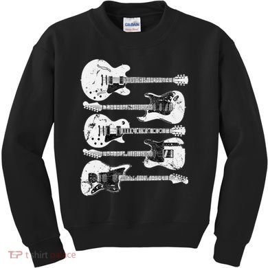 Retro Distressed Guitar Collection Rock Music Fan Kids Sweatshirt