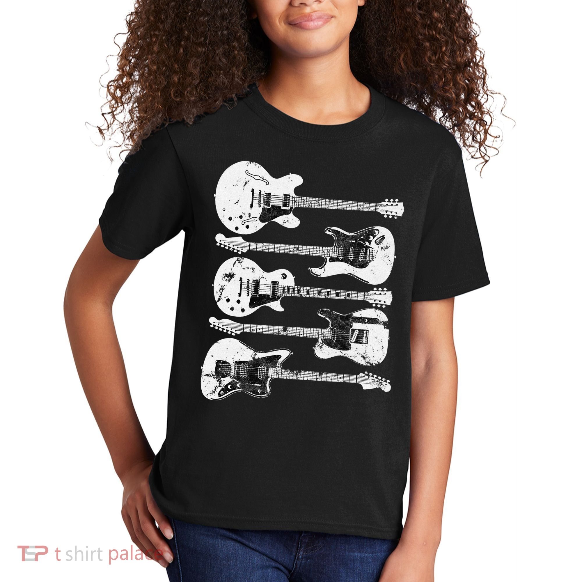 Retro Distressed Guitar Collection Rock Music Fan Kids T-Shirt