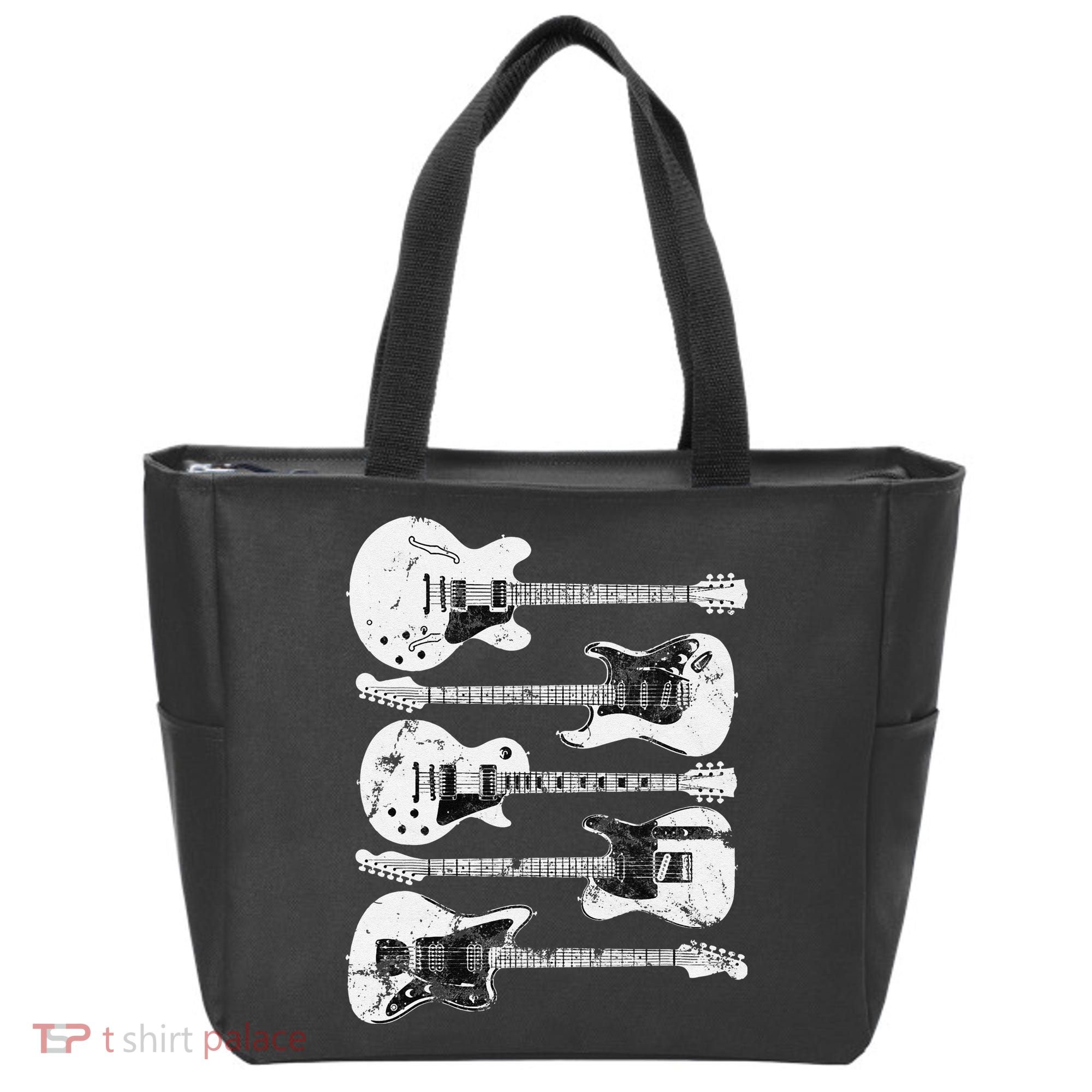 Retro Distressed Guitar Collection Rock Music Fan Tote Bag