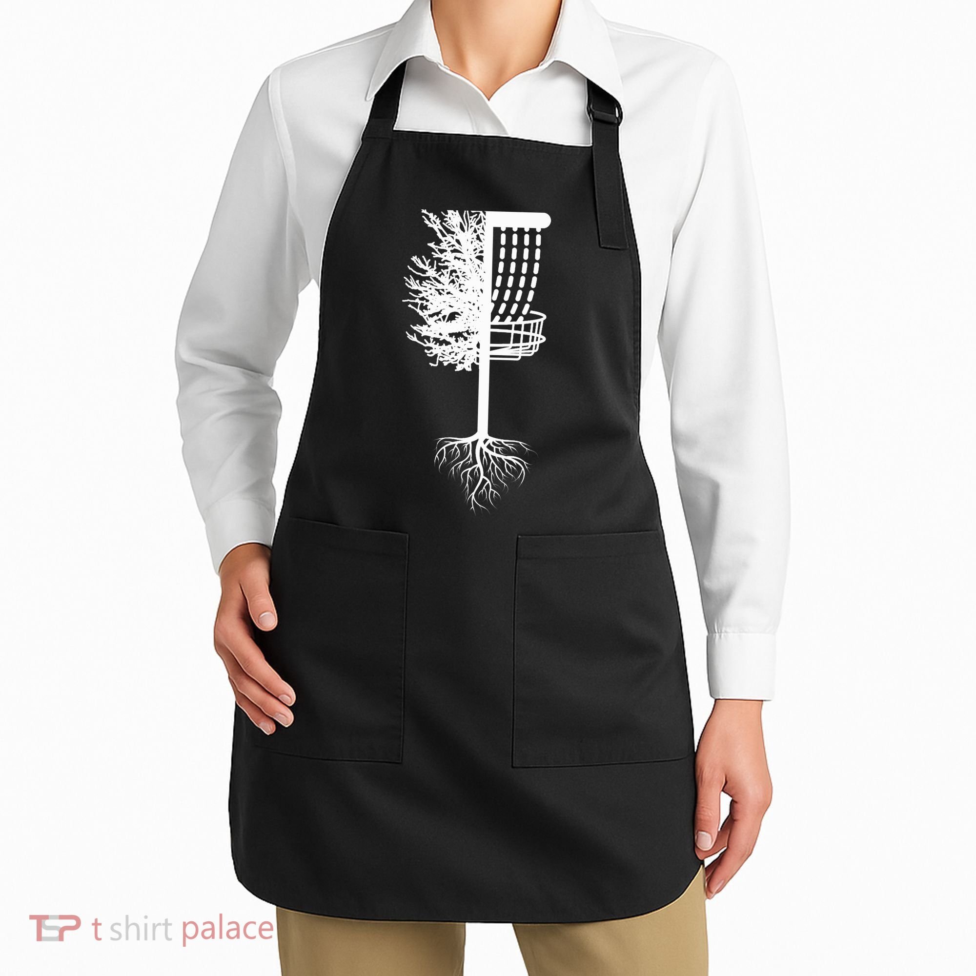 Retro Disc Golf Basket Tree Frisbee Golf Matching Apron