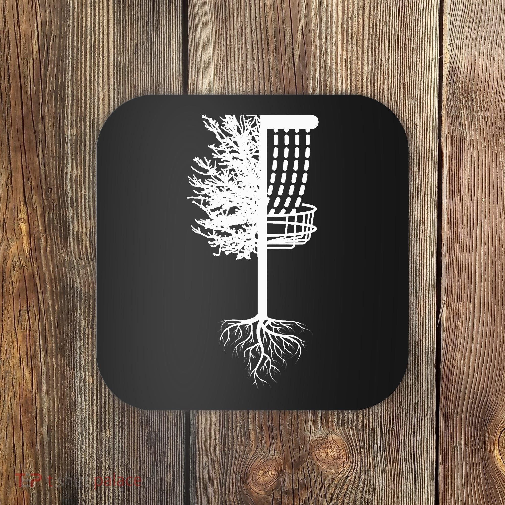 Retro Disc Golf Basket Tree Frisbee Golf Matching Coaster