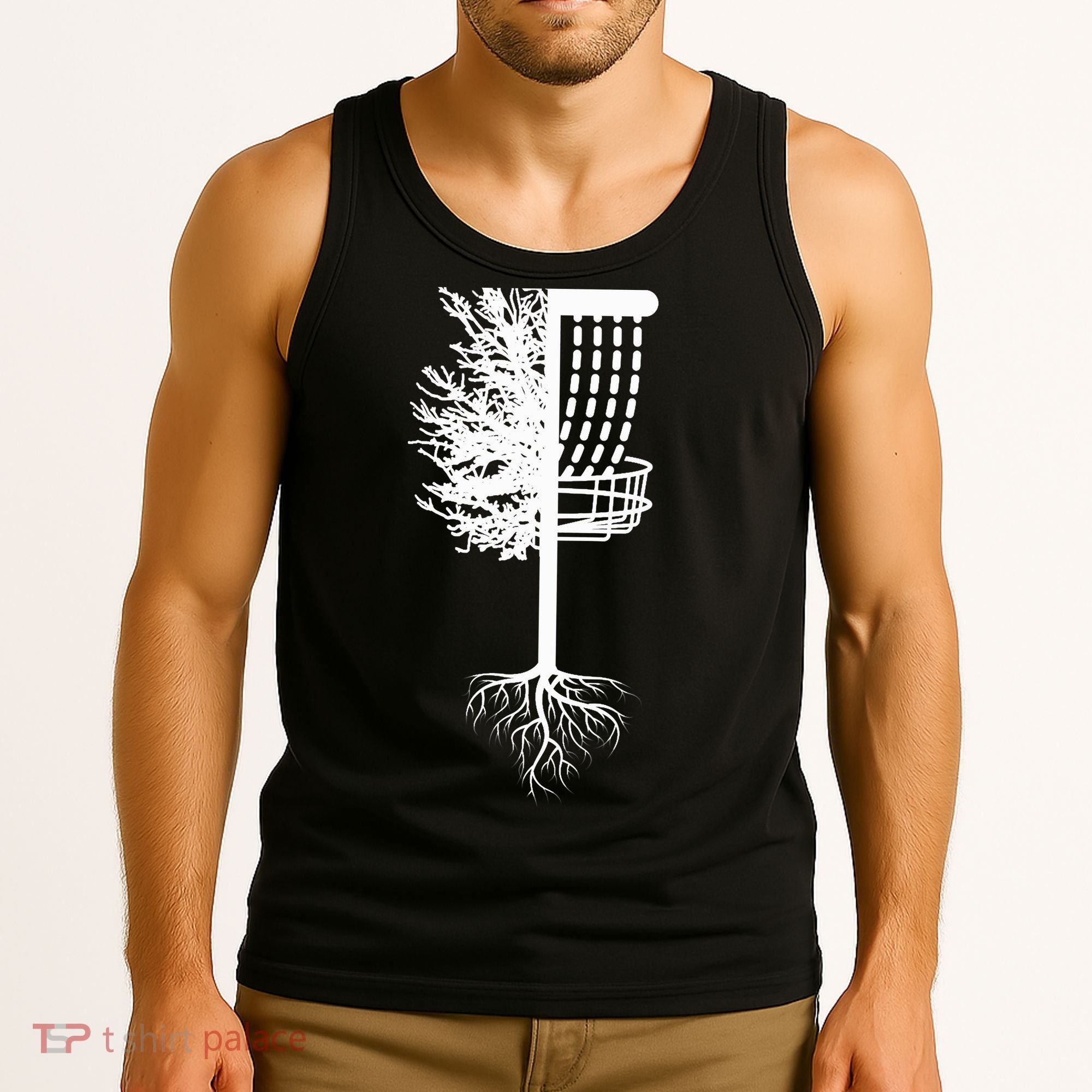 Retro Disc Golf Basket Tree Frisbee Golf Matching Tank Top