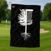 Retro Disc Golf Basket Tree Frisbee Golf Matching Golf Towel thumb 1