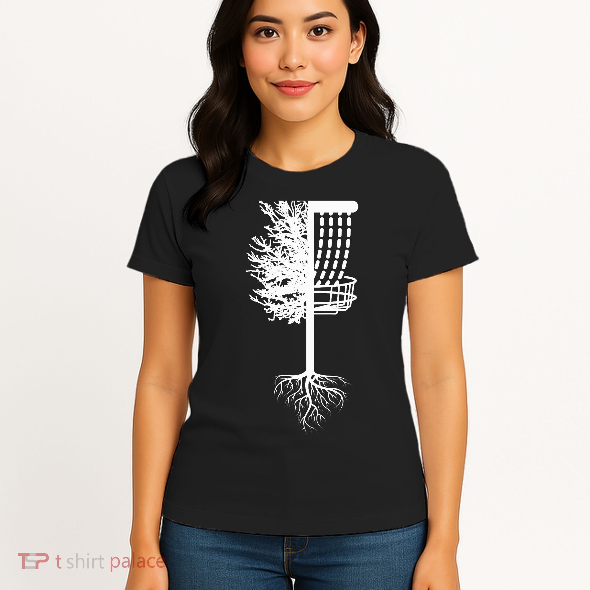 Retro Disc Golf Basket Tree Frisbee Golf Matching Women's T-Shirt