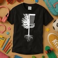 Retro Disc Golf Basket Tree Frisbee Golf Matching Kids T-Shirt thumb 3