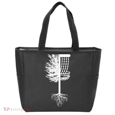 Retro Disc Golf Basket Tree Frisbee Golf Matching Tote Bag