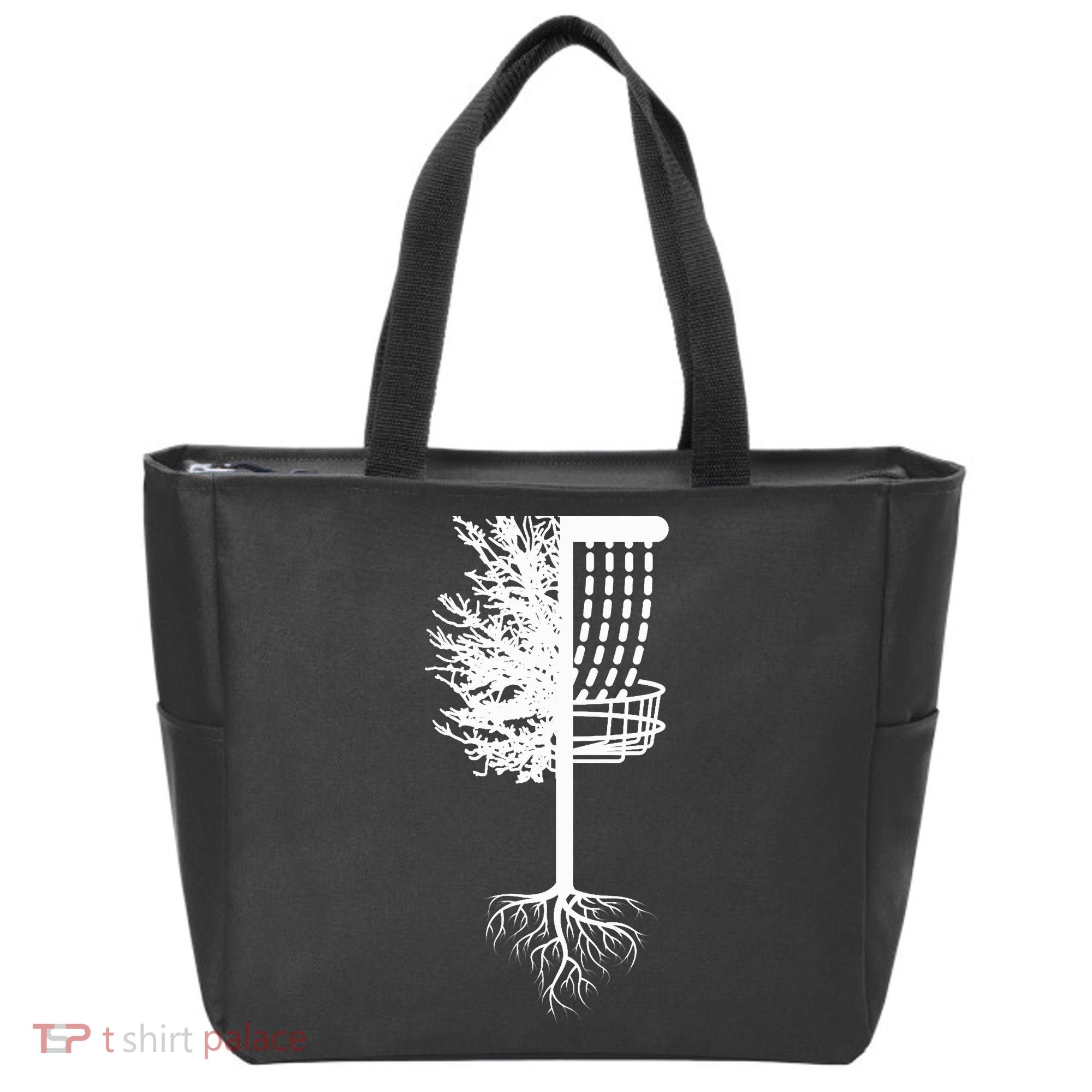 Retro Disc Golf Basket Tree Frisbee Golf Matching Tote Bag