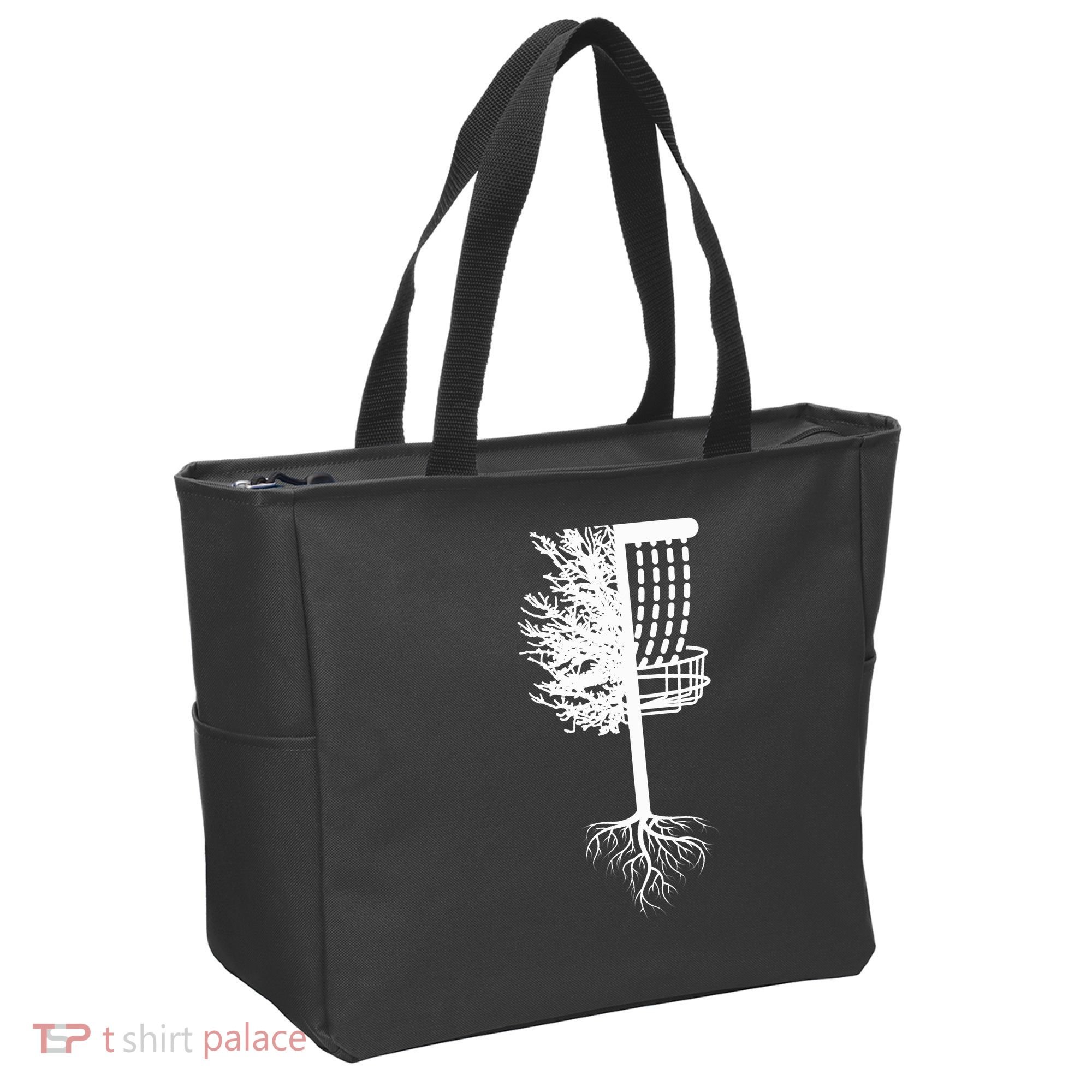 Retro Disc Golf Basket Tree Frisbee Golf Matching Tote Bag