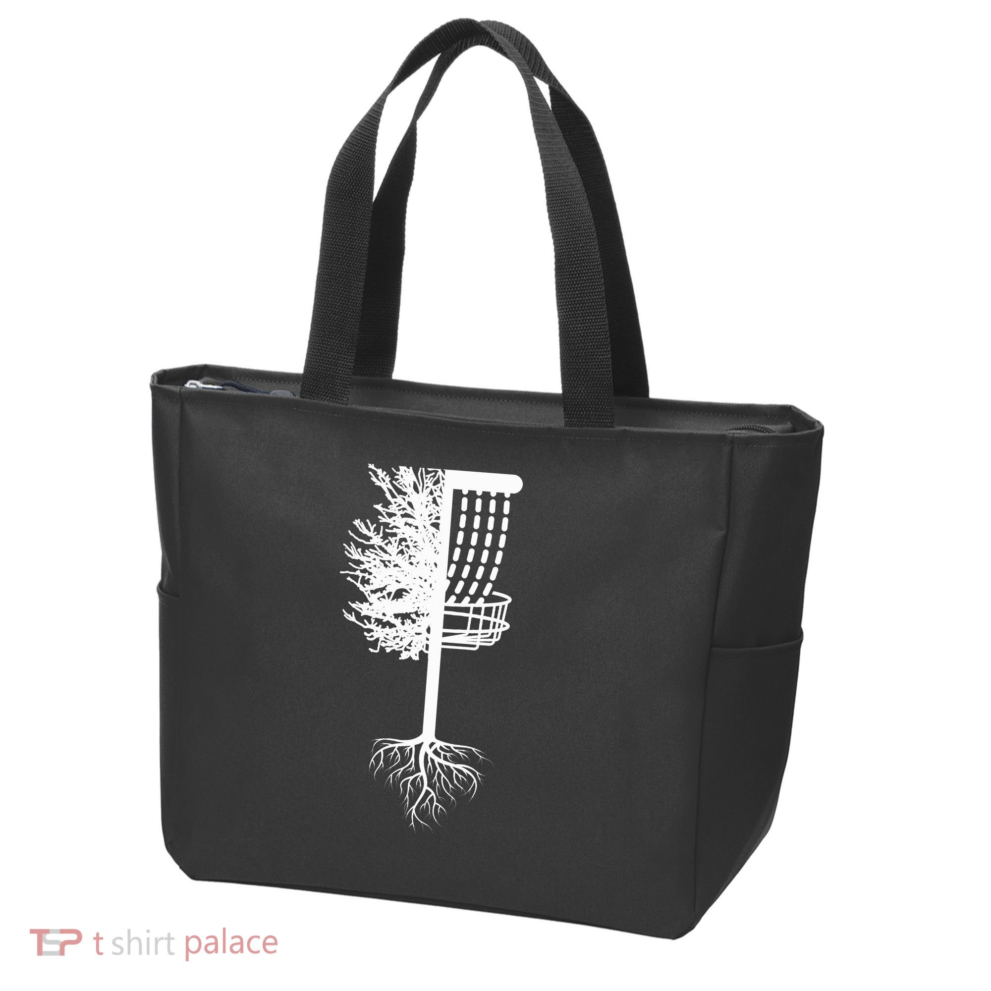 Retro Disc Golf Basket Tree Frisbee Golf Matching Tote Bag