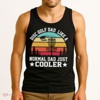 Retro Disc Golf Dad Like Normal Dad Just Cooler Frisbee Tank Top thumb 3