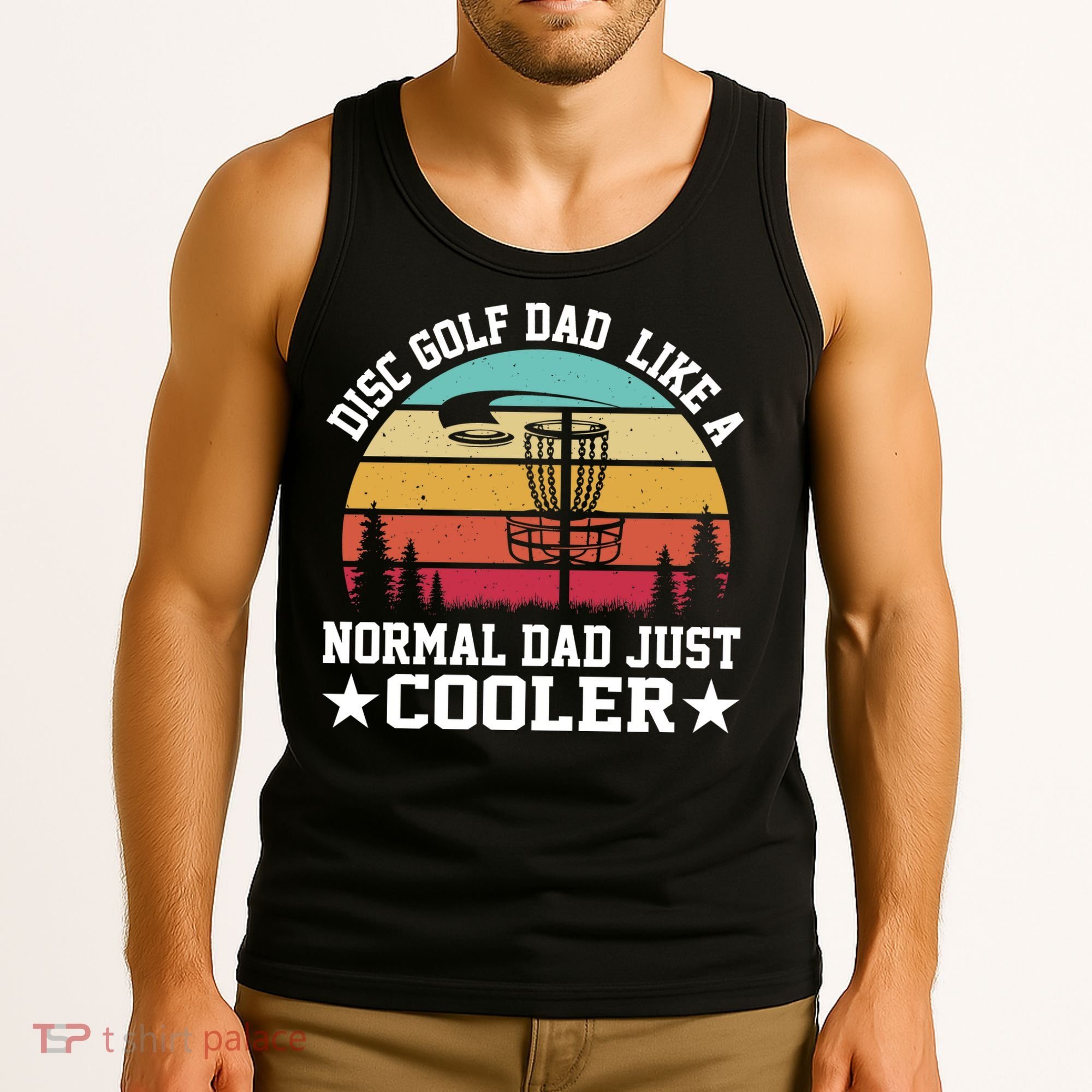 Retro Disc Golf Dad Like Normal Dad Just Cooler Frisbee Tank Top