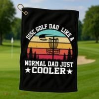Retro Disc Golf Dad Like Normal Dad Just Cooler Frisbee Golf Towel thumb 1