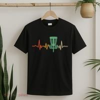 Retro DIsc Golf Shirt, Vintage Heartbeat Disc Golf Basket T-Shirt thumb 2
