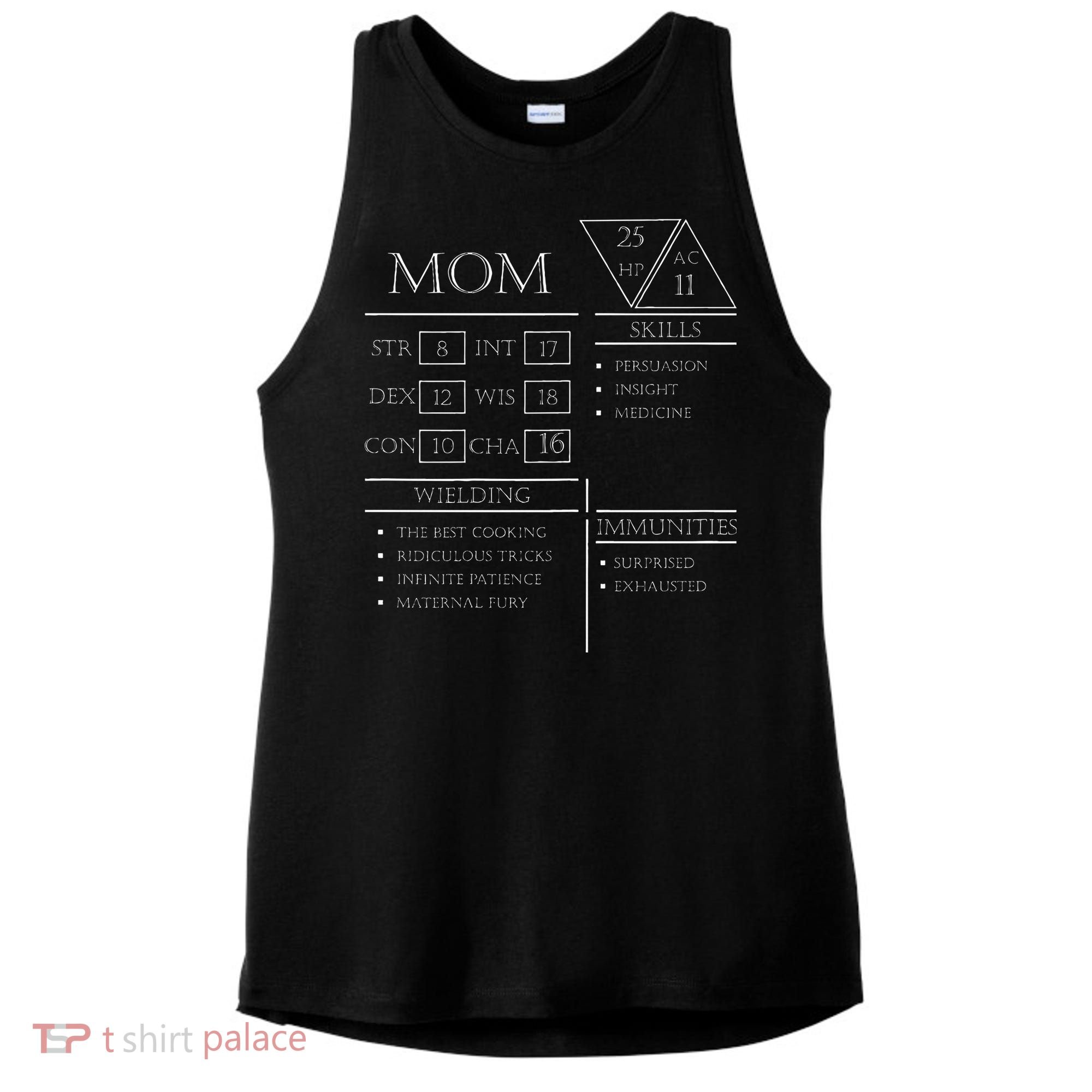 Roleplaying Dice Gamer Dragon Mom Stat Skills Wielding Ladies PosiCharge Tri-Blend Wicking Tank